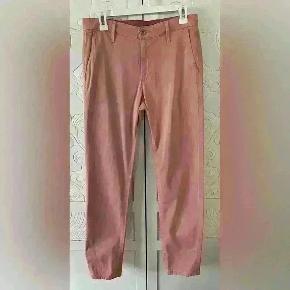 AG Adriano Goldschmied Slim Khaki Slim Leg Pants Women’s 30R Pink Salmon Color - Picture 1 of 9